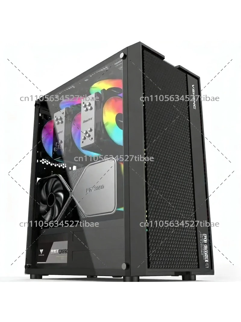 Atx Case - Schwarzes E-ATX Computergehäuse mit Glas-Seitenpanel, Unterstützung